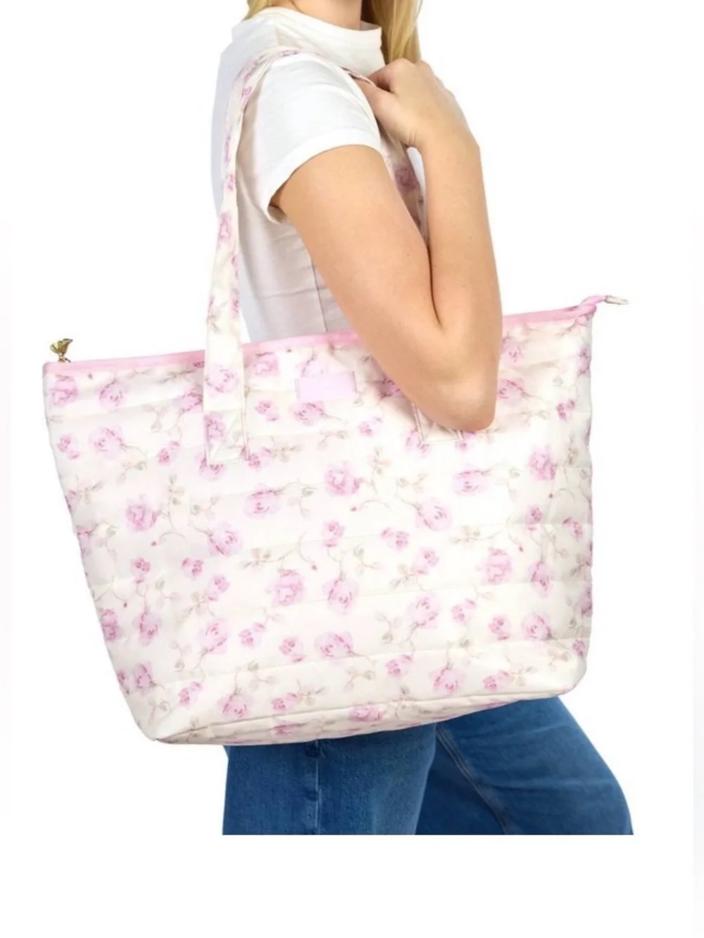 NWT. LoveShackFancy x Target - Yoobi
Ribbon Rosa Quilted Tote Bag - Picture 2 of 4